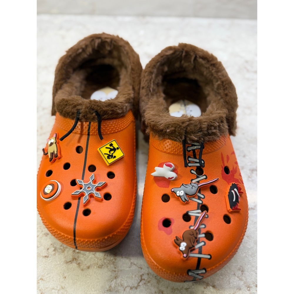 Crocs South Park Kenny McCormick Classic Lined Clog Orange Brown M 9, W 11, NEW